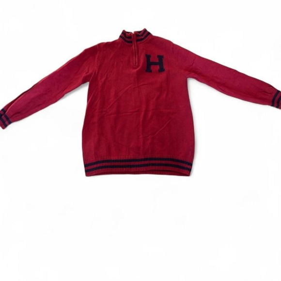 Tommy Hilfiger - Men's XL Quarter Zip Sweater - Red Navy Varsity H Logo Pullover - Picture 1 of 4